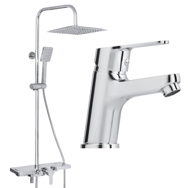 Zestaw Yoka Home bateria prysznicowa z deszczownicą i bateria umywalkowa chrom - 1 szt.