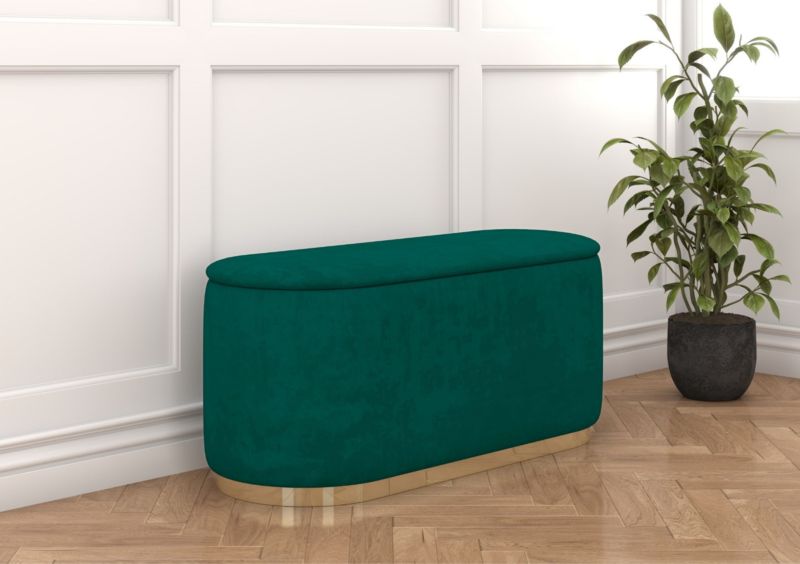 Zielony owalny puf ze schowkiem Dancan SCARLETT 110 cm 1 szt.