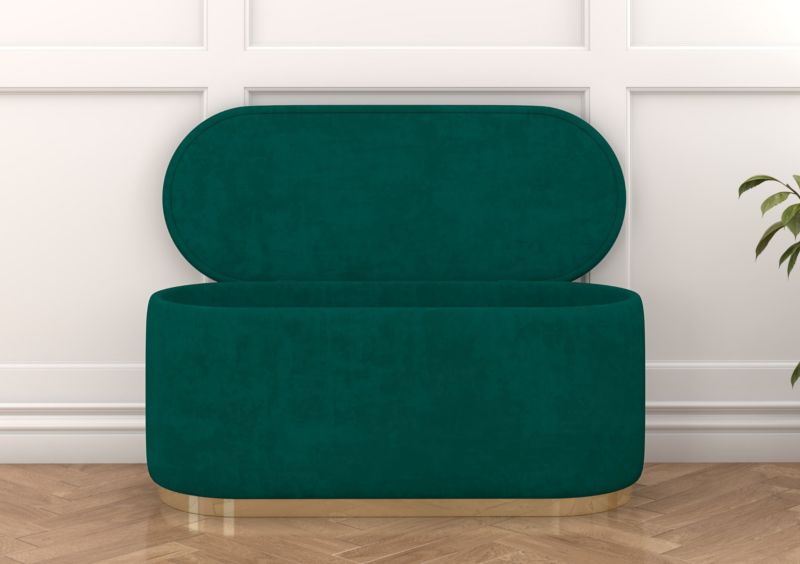 Zielony owalny puf ze schowkiem Dancan SCARLETT 110 cm 1 szt.