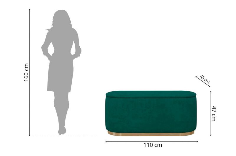 Zielony owalny puf ze schowkiem Dancan SCARLETT 110 cm 1 szt.