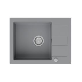 Zlewozmywak granitow GranMaster Quadrato 640x480x174 mm, jednokomorowy z ociekaczem, tytan 1 szt.