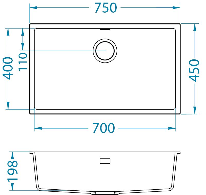 Zlewozmywak granitowy Alveus OMNI 40 kol. G91 czarny (45x75)  1-komorowy 1szt