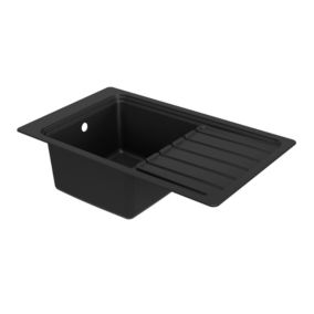 Zlewozmywak granitowy GoodHome Romesco 1-komorowy z ociekaczem czarny