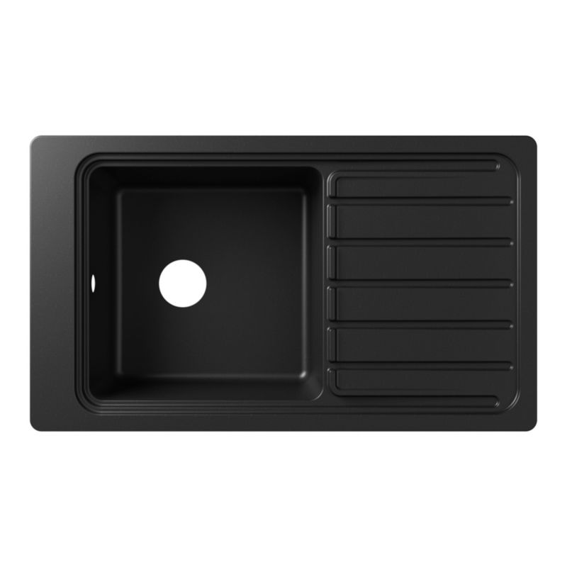 Zlewozmywak granitowy GoodHome Romesco 1-komorowy z ociekaczem czarny