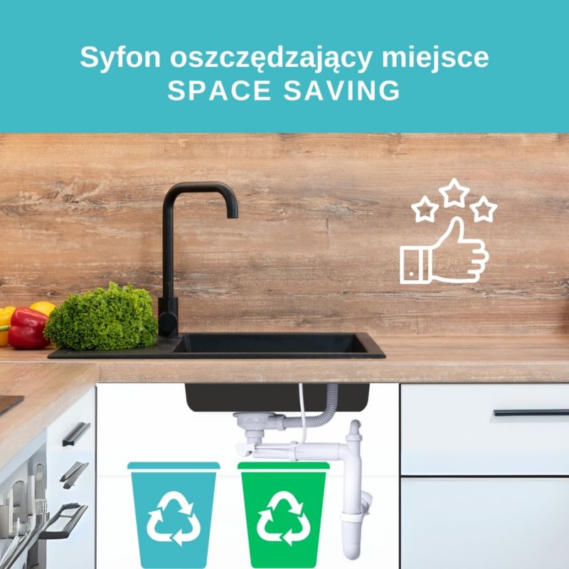 Zlewozmywak granitowy GranMaster Smart 670x440x164 mm, jednokomorowy z ociekaczem, tytan 1 szt.