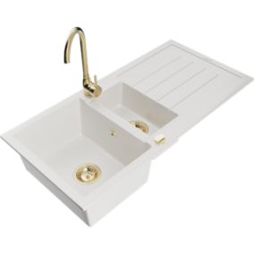 Zlewozmywak granitowy Mexen Ben 1-komorowy biały 600x500 mm  - 6523605000-20 1 szt.