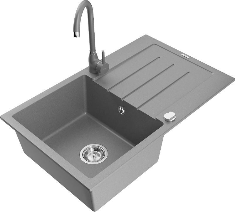 Zlewozmywak granitowy Mexen Carlos 1,5-komorowy biały 582x475 mm  - 6518581500-20-G 1 szt.