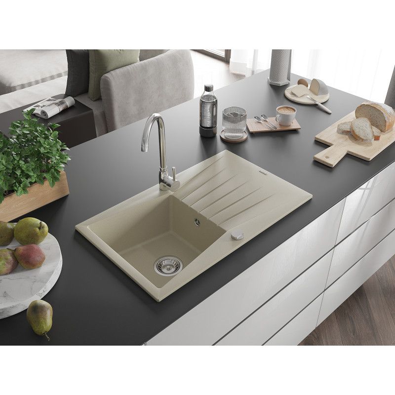 Zlewozmywak granitowy Mexen Cesar 1-komorowy beżowy 775x470 mm 1 szt.