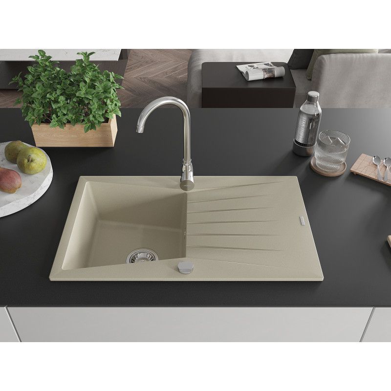 Zlewozmywak granitowy Mexen Cesar 1-komorowy beżowy 775x470 mm 1 szt.