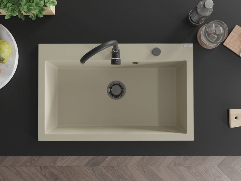Zlewozmywak Granitowy Mexen Elix 800x500 mm Beżowy z Czarnym Syfonem- 6527801005-69-B 1 szt.