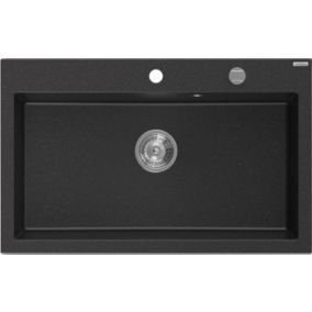 Zlewozmywak granitowy Mexen Elix czarny/srebrny metalik 800x500 mm - 6527801005-73