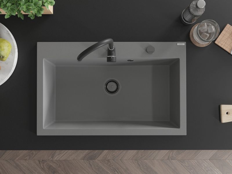 Zlewozmywak Granitowy Mexen Elix Wpuszczany Szary 800x500 mm 1-komorowy - 6527801005-71-B