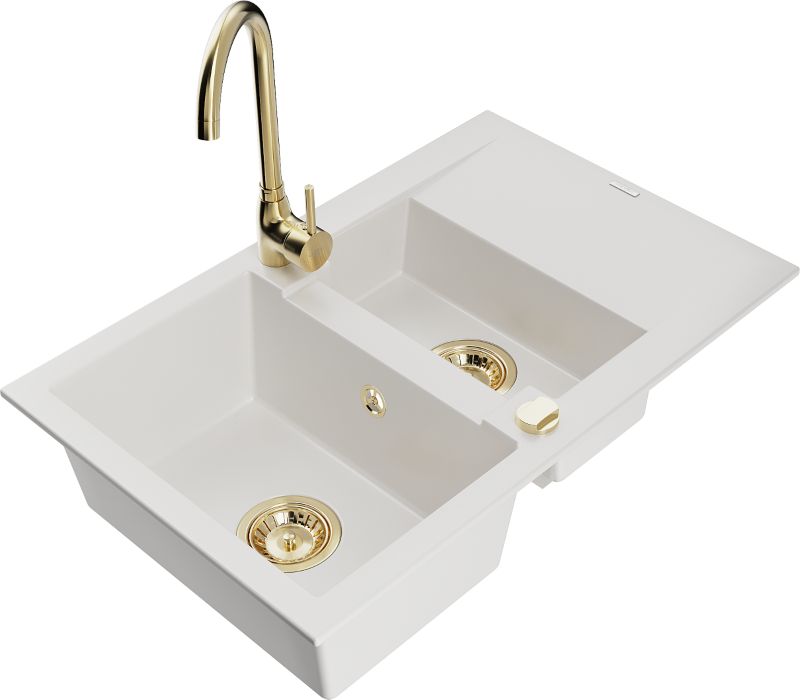 Zlewozmywak granitowy Mexen Hektor 2-kamory czarny 800x490 mm  - 6521802000-77-B 1 szt.