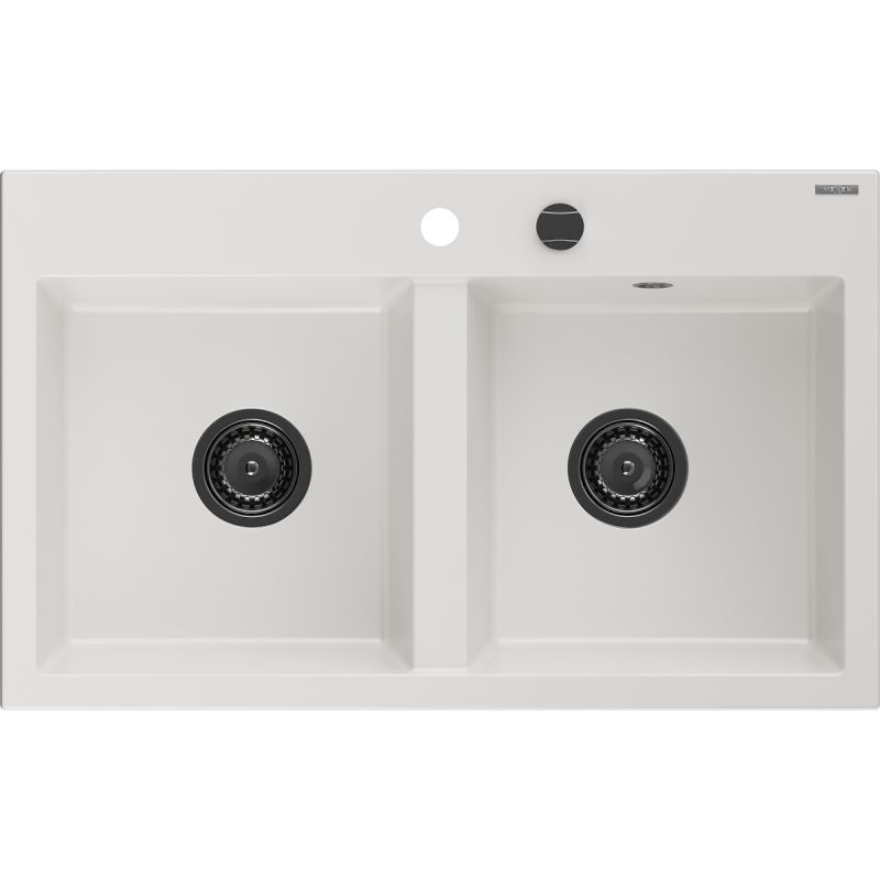 Zlewozmywak granitowy Mexen Hektor 2-komorowy czarno-złoty 800x480 mm  - 6521802000-75-G 1 szt.