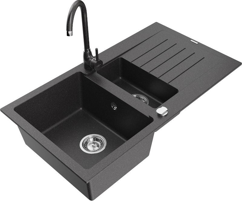 Zlewozmywak granitowy Mexen Milo 1-komorowy czarny 435x410 mm  - 6505441000-77-G 1 szt.