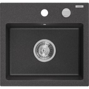 Zlewozmywak granitowy Mexen Milo 1-komorowy czarny/srebrny metalik 435x410 mm  - 6505441000-73-B 1 szt.