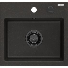 Zlewozmywak granitowy Mexen Milo 1-komorowy czarny/złoty 435x410 mm 1 szt.