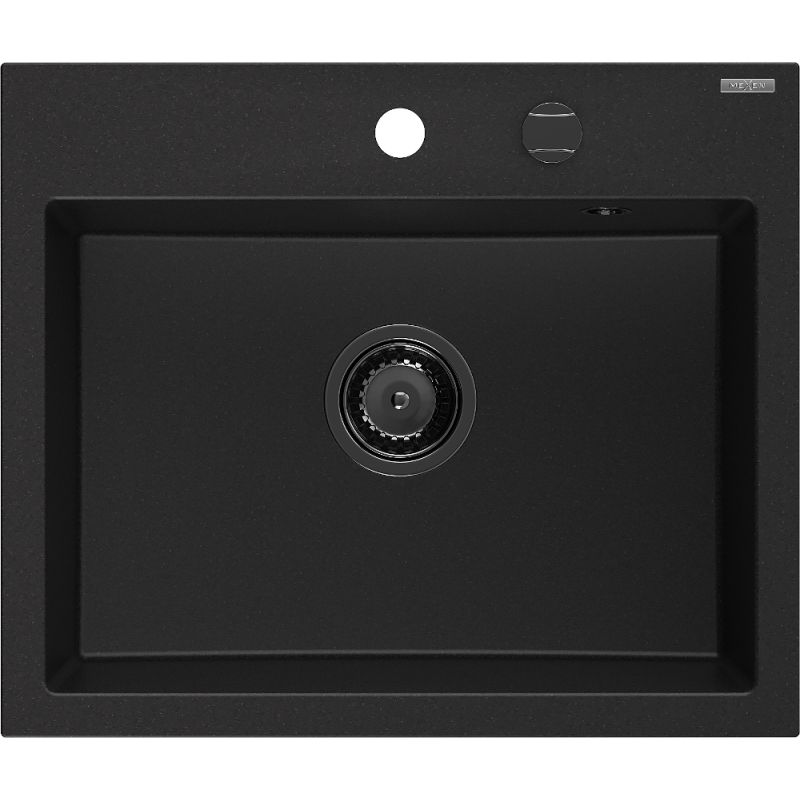 Zlewozmywak granitowy Mexen Oscar 1-komorowy czarny nakrapiany 580x490 mm  - 6519581000-76-B 1 szt.
