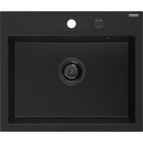 Zlewozmywak granitowy Mexen Oscar 1-komorowy czarny nakrapiany 580x490 mm  - 6519581000-76-B 1 szt.