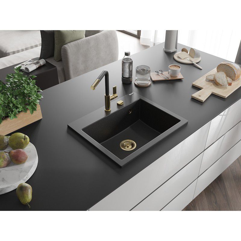 Zlewozmywak granitowy Mexen Oscar 1-komorowy szary 580x490 mm  - 6519581000-71-B 1 szt.