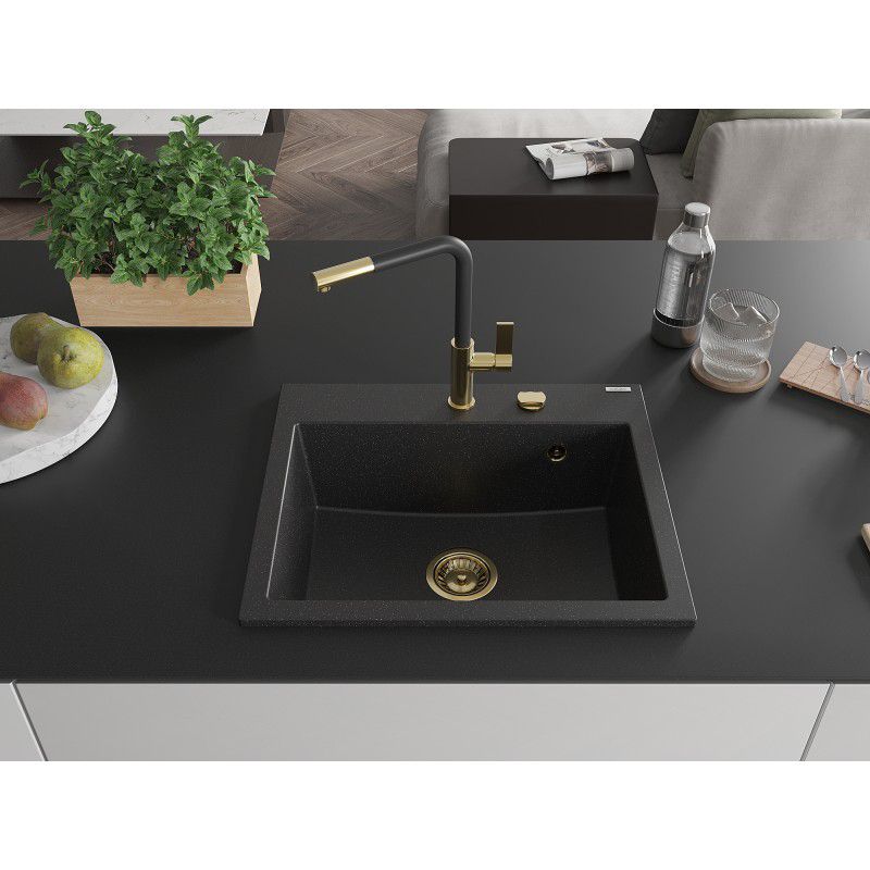 Zlewozmywak granitowy Mexen Oscar 1-komorowy szary 580x490 mm  - 6519581000-71-B 1 szt.