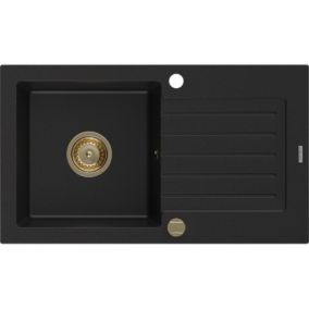 Zlewozmywak granitowy Mexen Pablo 1-komorowy czarny 752x436 mm 1 szt.