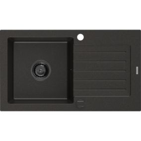 Zlewozmywak granitowy Mexen Pablo 1-komorowy czarny/złoty 752x436 mm 1 szt.