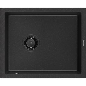 Zlewozmywak granitowy Mexen Pedro 1-komorowy czarny/złoty 560x460 mm  - 6508561000-75-B 1 szt.