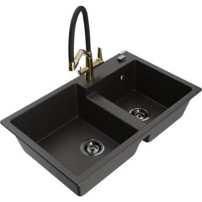 Zlewozmywak granitowy Mexen Vito 1-komorowy szary 520x490 mm  - 6503521000-71-G 1 szt.