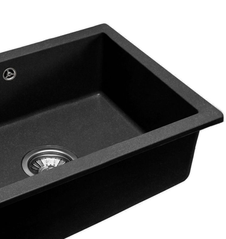 Zlewozmywak Granitowy Rea Nels Metalic Czarny 56X46,5X20Cm + Syfon 1 Szt
