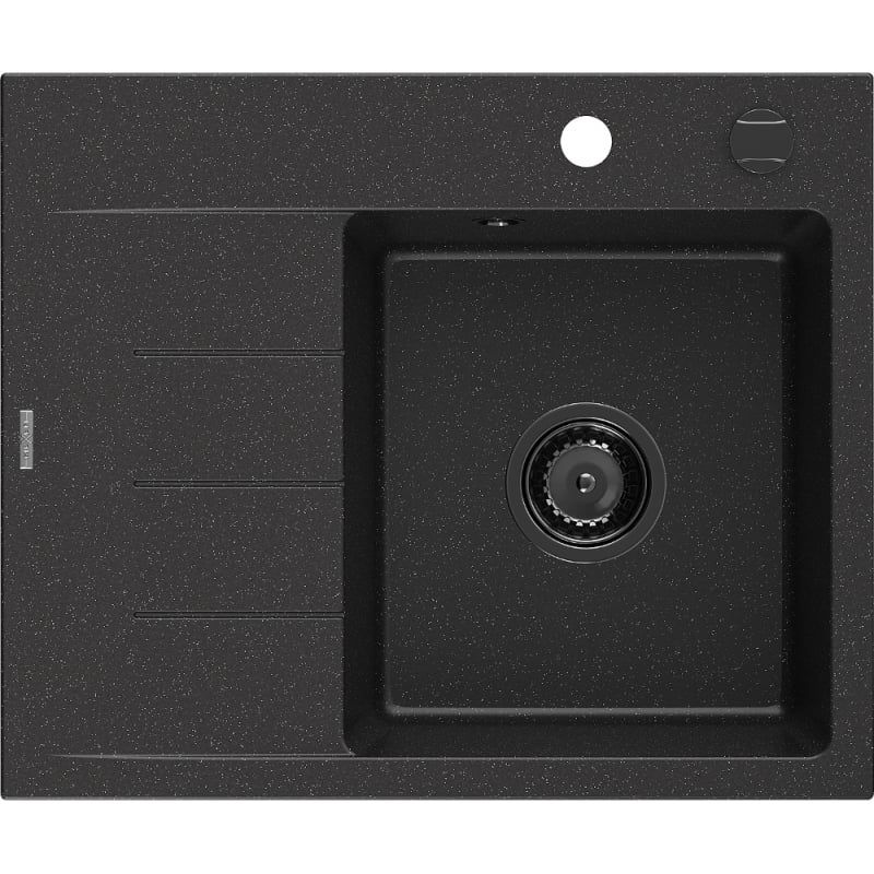 Zlewozmywak granitowy wpuszczany Mexen Ben 1-komorowy czarny/złoty 600x500 mm  - 6522605000-75-G 1 szt.