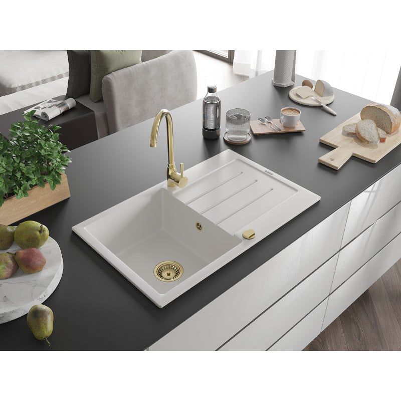 Zlewozmywak granitowy wpuszczany Mexen Cesar 1 komora czarny 775x470 mm  - 6514771010-77-B 1 szt.