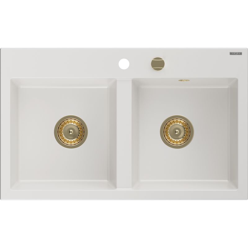 Zlewozmywak granitowy wpuszczany Mexen Kevin 1-komorowy czarny/srebrny metalik 586x458 mm  - 6517581005-73-G 1 szt.