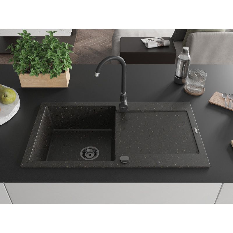 Zlewozmywak granitowy wpuszczany Mexen Leo 1-komorowy szary 900x500 mm  - 6501901010-71-G 1 szt.