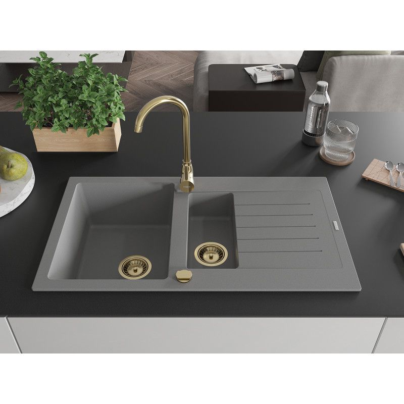 Zlewozmywak granitowy wpuszczany Mexen Omar 1-komorowy biały 800x480 mm  - 6520801005-20-B 1 szt.