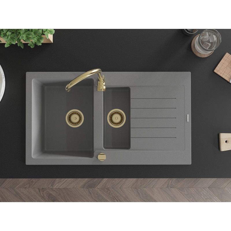 Zlewozmywak granitowy wpuszczany Mexen Omar 1-komorowy biały 800x480 mm  - 6520801005-20-B 1 szt.