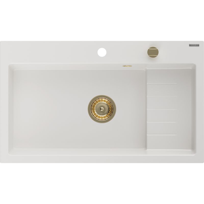 Zlewozmywak granitowy wpuszczany Mexen Omar 1-komorowy biały 800x480 mm  6520801005-20-G