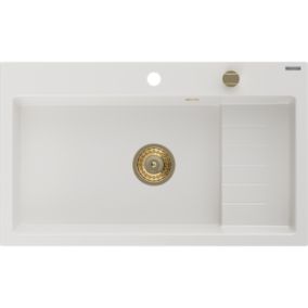 Zlewozmywak granitowy wpuszczany Mexen Omar 1-komorowy biały 800x480 mm  6520801005-20-G