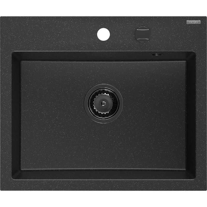 Zlewozmywak granitowy wpuszczany Mexen Oscar 1-komorowy czarny/srebrny 580x490 mm 1 szt.