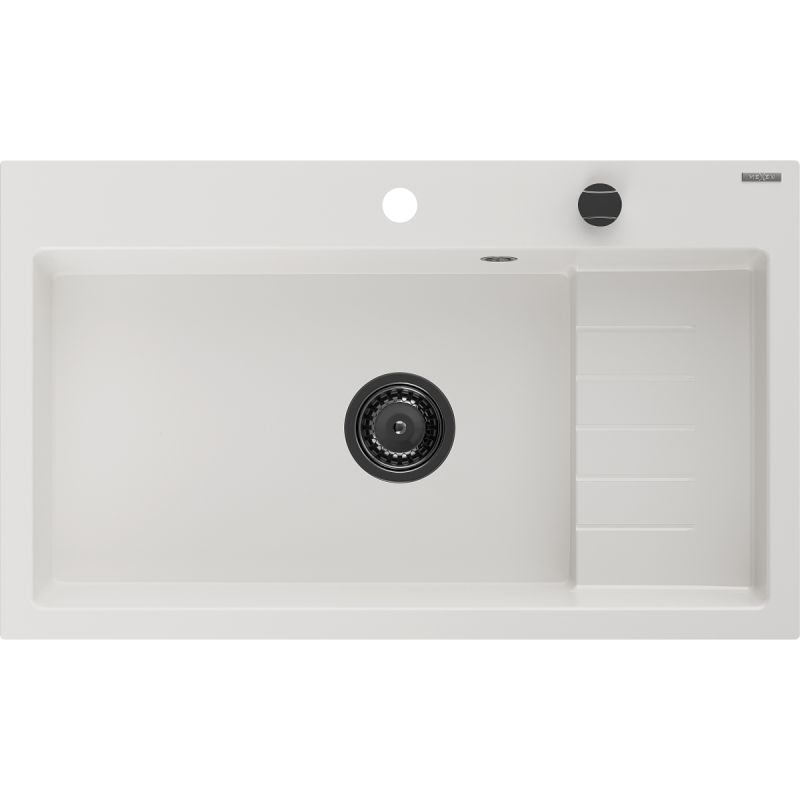 Zlewozmywak granitowy wpuszczany Mexen Oscar 1-komorowy czarny/srebrny 580x490 mm  - 6519581000-73-B 1 szt.