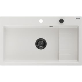 Zlewozmywak granitowy wpuszczany Mexen Oscar 1-komorowy czarny/srebrny 580x490 mm  - 6519581000-73-B 1 szt.