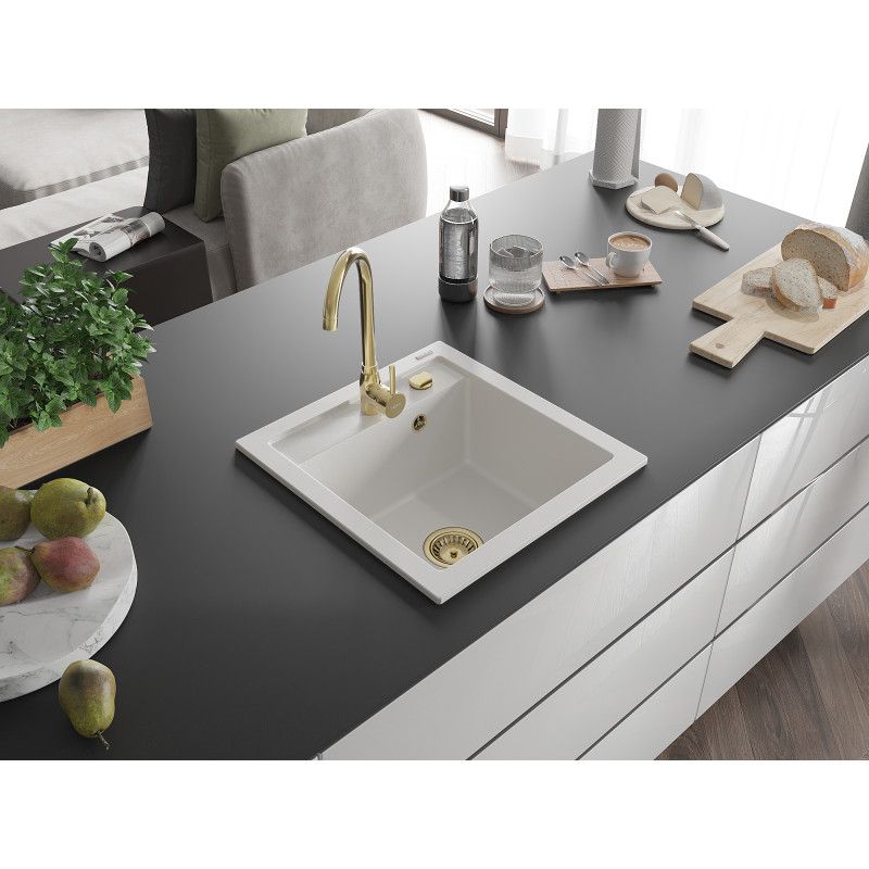 Zlewozmywak granitowy wpuszczany Mexen Vito 1-komorowy biały 520x490 mm 1 szt.