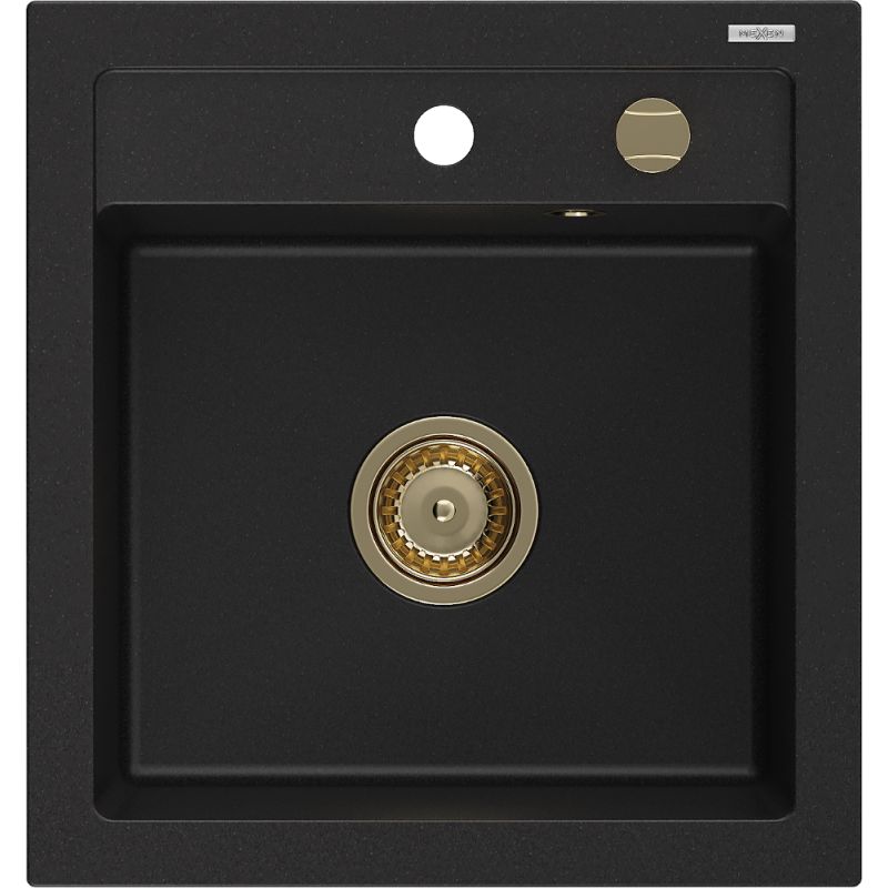 Zlewozmywak granitowy wpuszczany Mexen Vito 1-komorowy czarny 520 x 490 mm 1 szt.