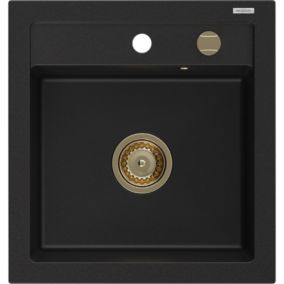 Zlewozmywak granitowy wpuszczany Mexen Vito 1-komorowy czarny 520 x 490 mm 1 szt.
