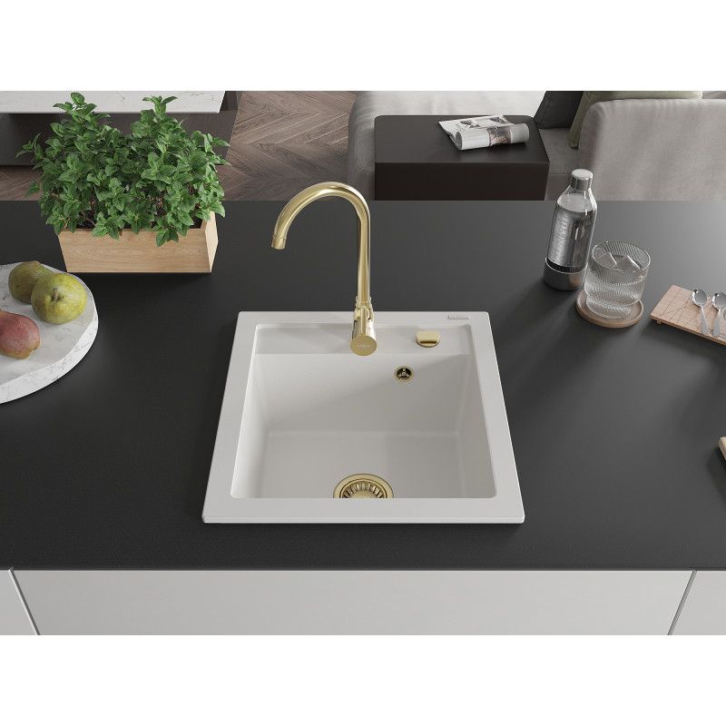 Zlewozmywak granitowy wpuszczany Mexen Vito 1-komorowy czarny 520 x 490 mm  - 6503521000-77-G 1 szt.