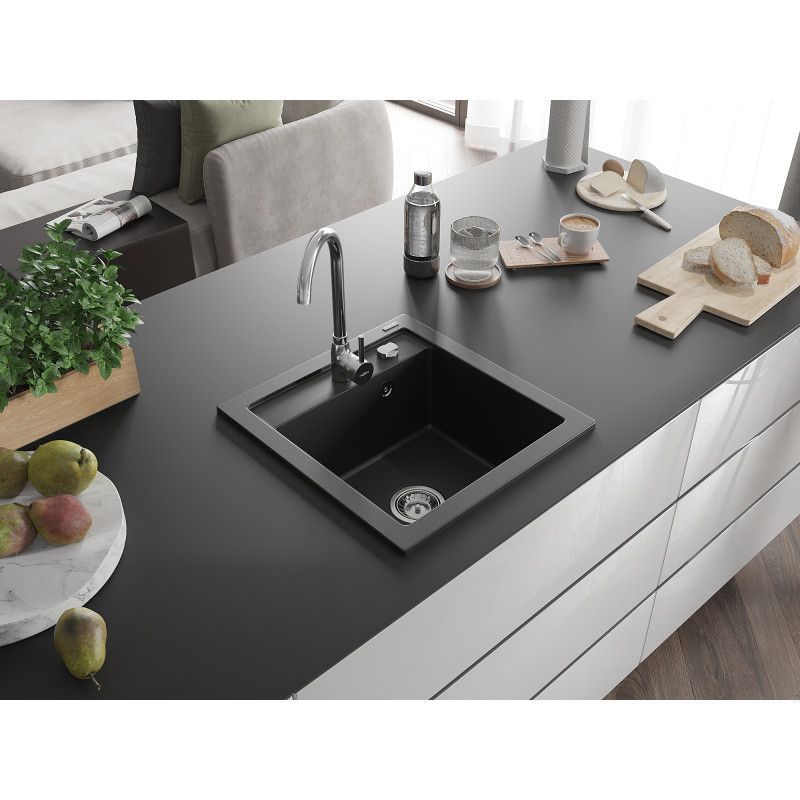 Zlewozmywak granitowy wpuszczany z ociekaczem Mexen Elias 1-komorowy biały 795x480 mm  - 6511791005-20-B 1 szt.