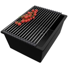 Zlewozmywak Londyn Slim PRIMAGRAN Nablatowy 36x47cm do szafki od 40cm z Syfonem i Dodatkiem Cały Czarny 1 szt.