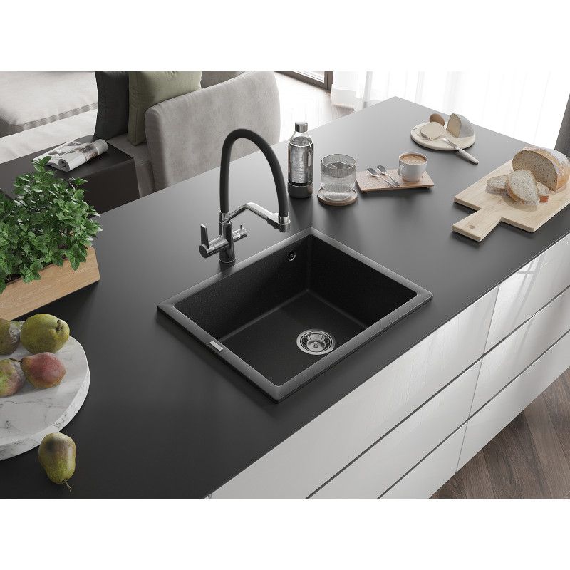 Zlewozmywak Mexen Pedro 1-komorowy czarny/srebrny metalik 560x460 mm 1 szt.