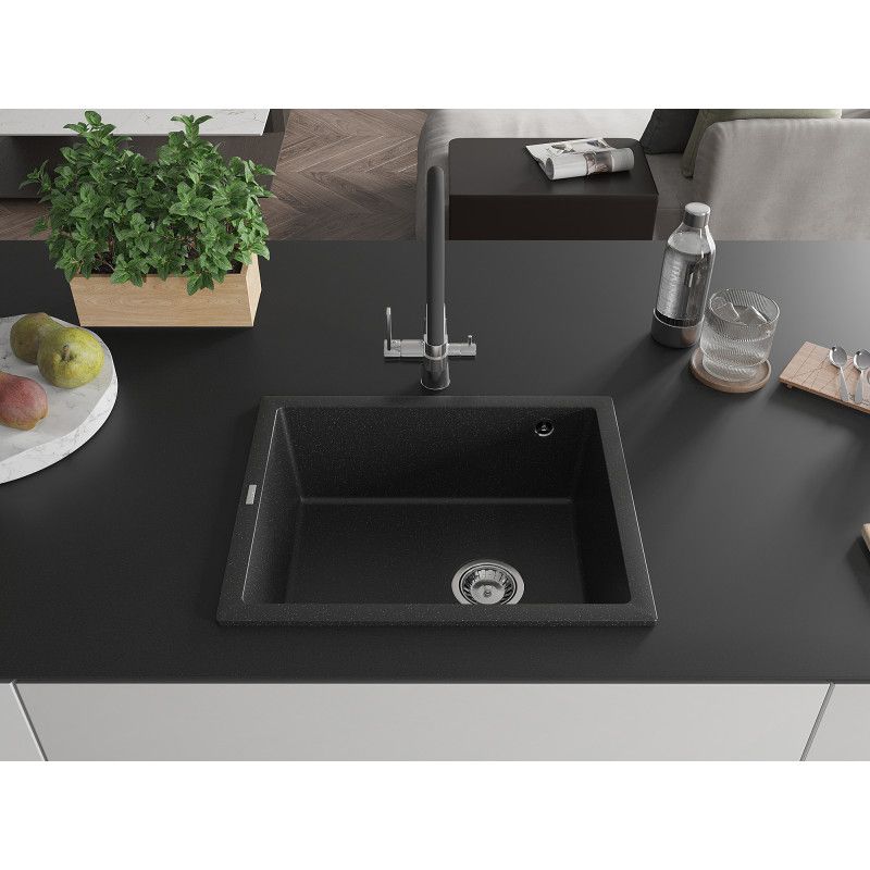 Zlewozmywak Mexen Pedro 1-komorowy czarny/srebrny metalik 560x460 mm 1 szt.