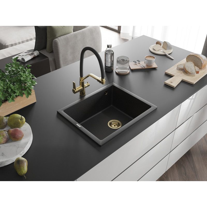Zlewozmywak  Mexen Pedro 1-komorowy czarny/srebrny metalik 560x460 mm  6508561000-73-G 1 szt.